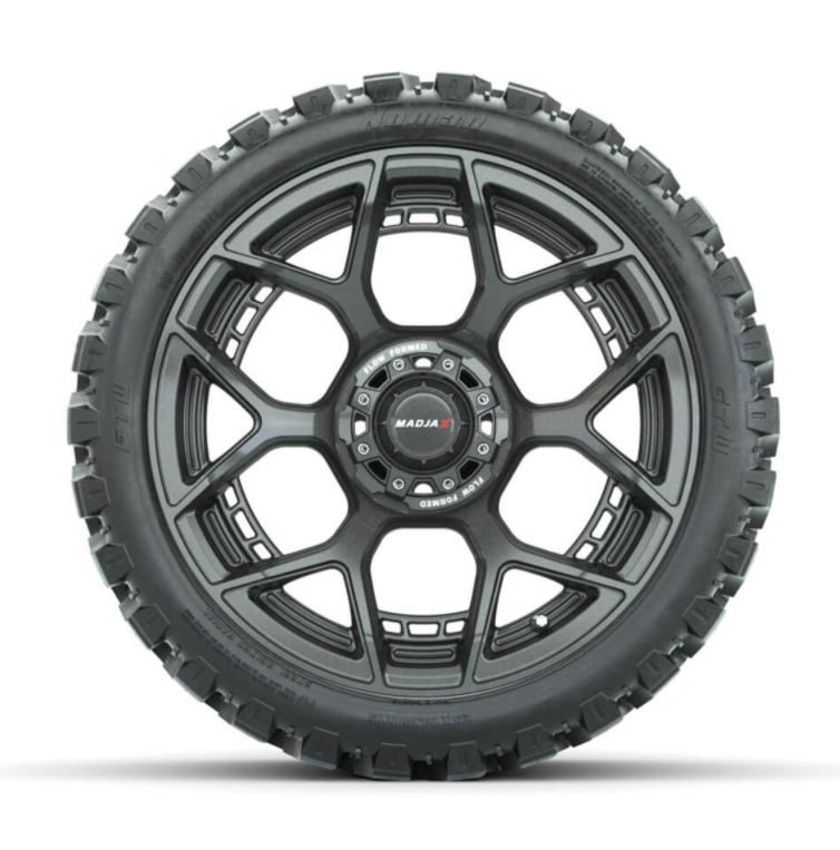 15-Inch MadJax Flow Form Evolution Gunmetal Wheels with GTW Nomad Off Road Tires (Set of 4)