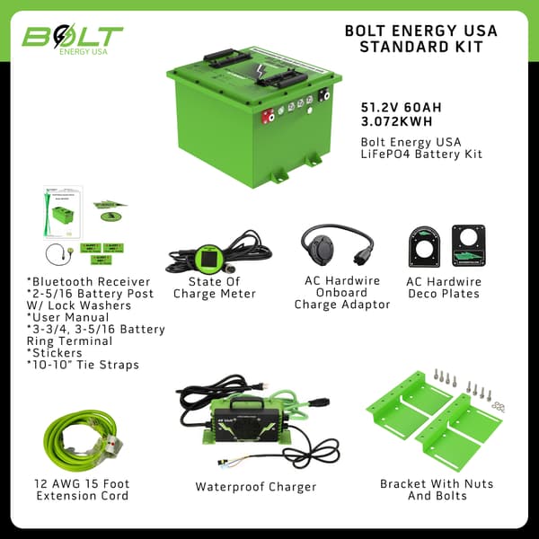 Bolt Energy Lithium Yamaha G29, Drive, Drive2, 51V 105AH Professional Lithium Battery Kit
