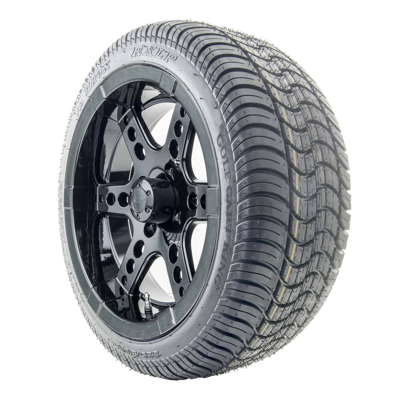 14" RHOX RX262 Black Wheels and LowPro Tires Combo
