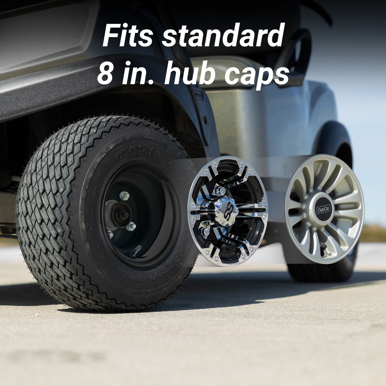 8" Steel Golf Cart Wheels Matte Black and (18/8.5-8) DOT Golf Cart Tires - Set of Four