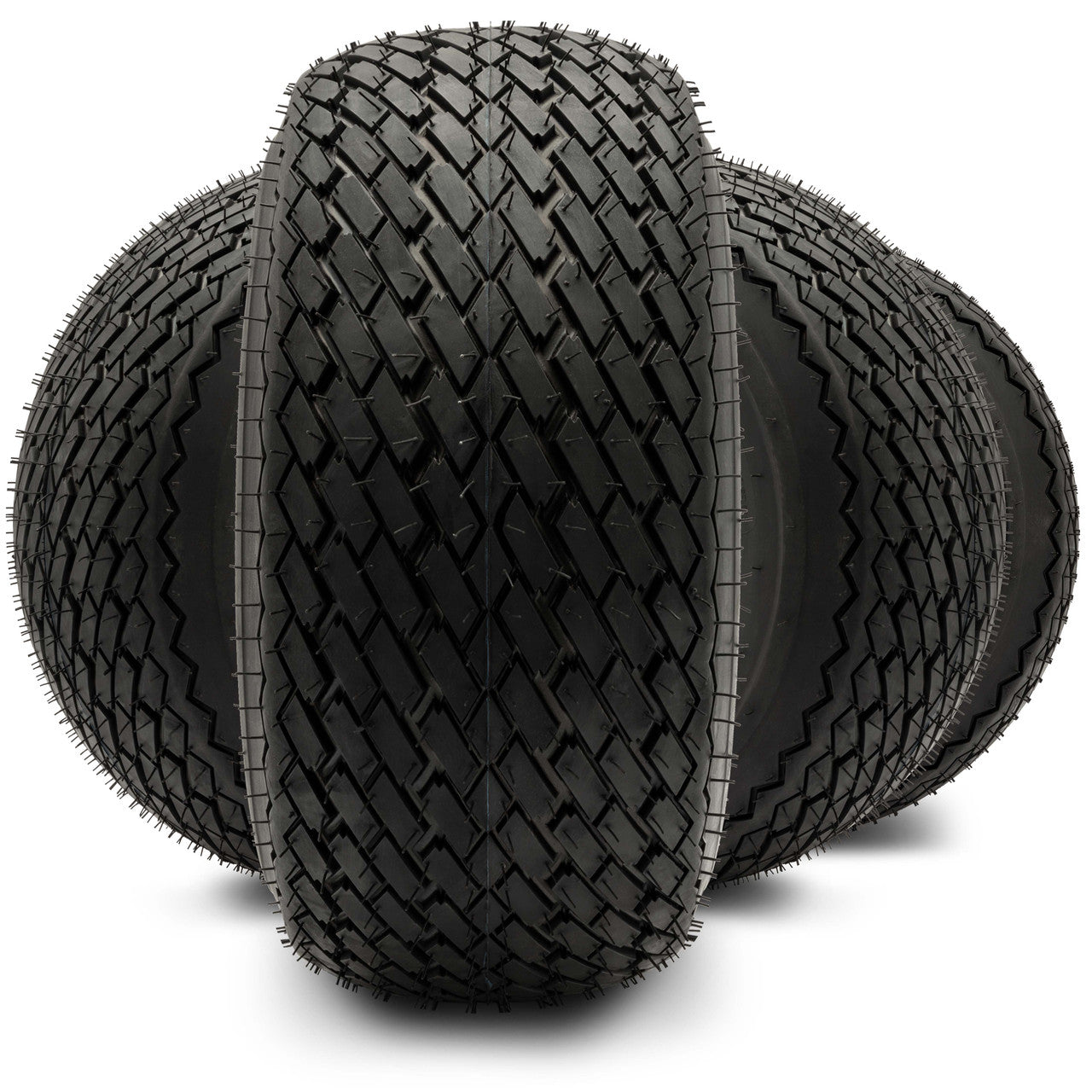 8" Steel Golf Cart Wheels Glossy White and (18/8.5-8) DOT Golf Cart Tires - Set of Four