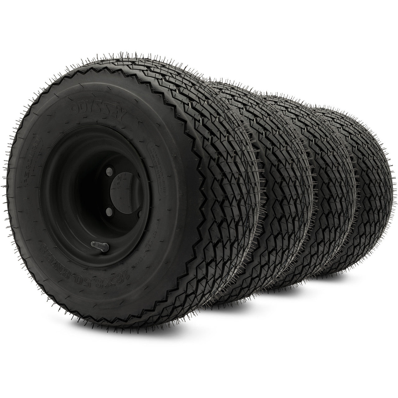 8" Steel Golf Cart Wheels Matte Black and (18/8.5-8) DOT Golf Cart Tires - Set of Four