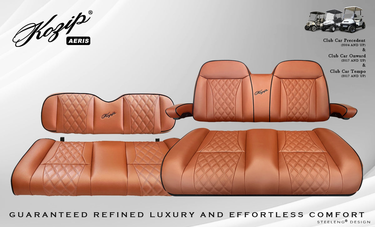 Kozip Aeris Front & Rear Seat Cushion Set – Brown/Black – Club Car Precedent / Tempo / Onward