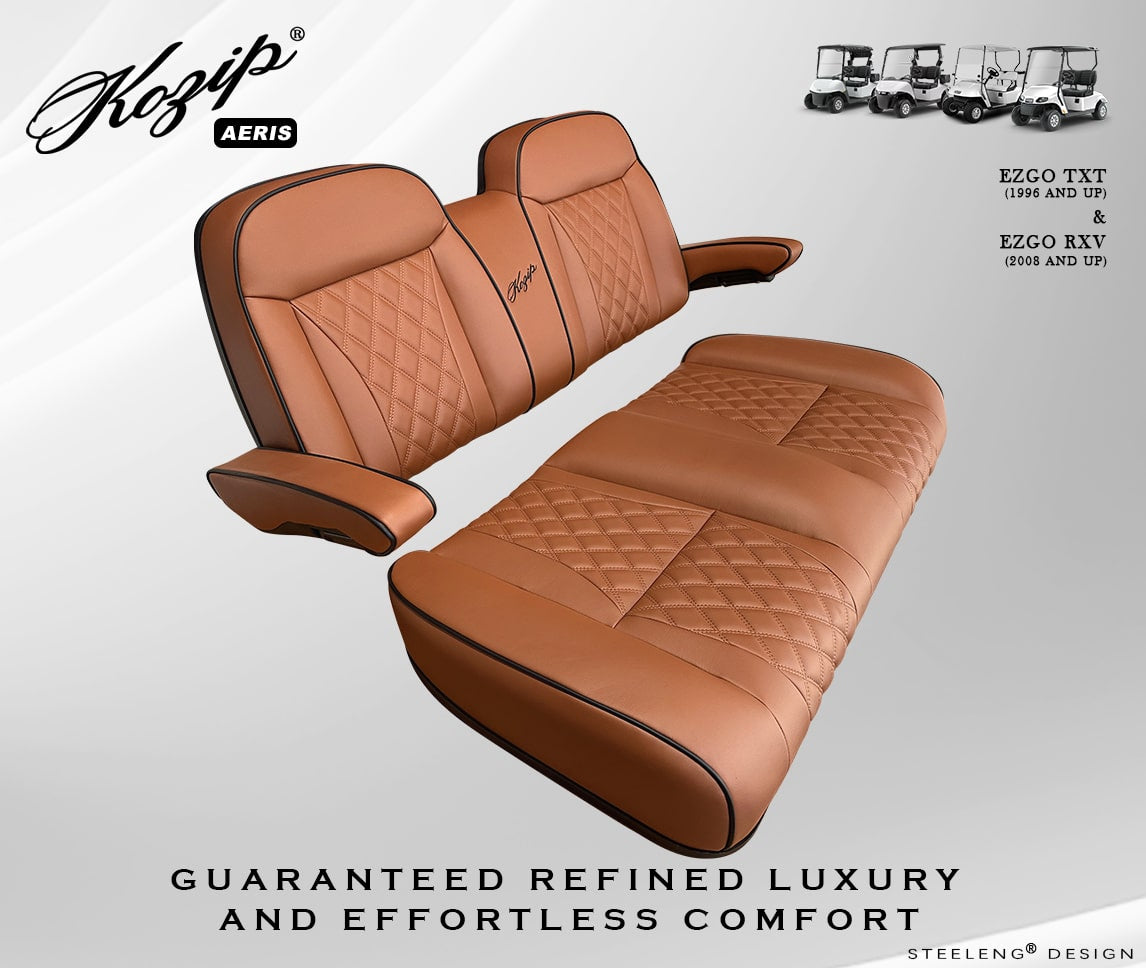 Kozip Aeris Front Seat Cushion Set – Brown/Black – EZGO RXV / TXT