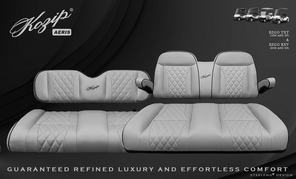 Kozip Aeris Front & Rear Seat Cushion Set – Gray/Black – EZGO RXV / TXT