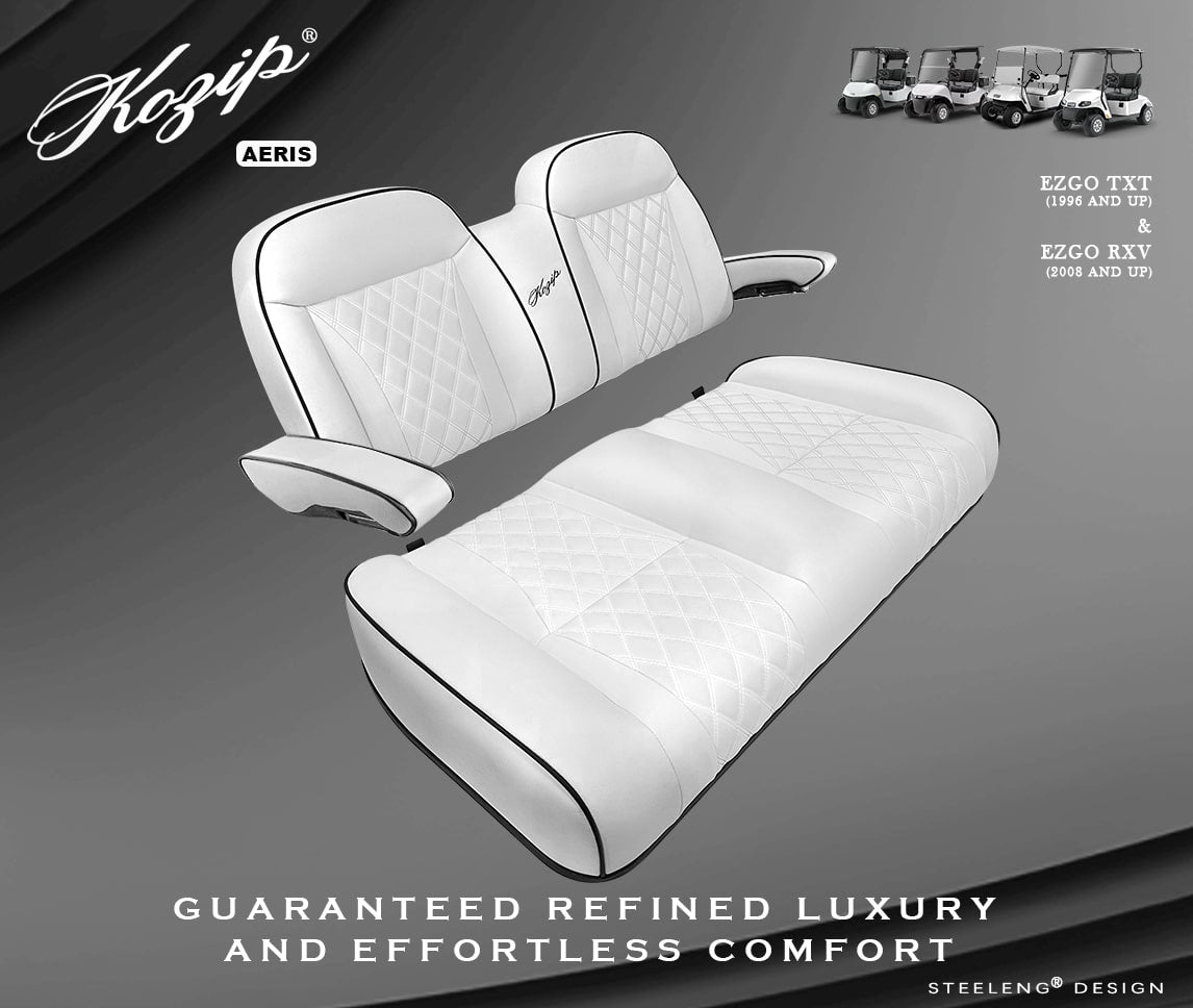 Kozip Aeris Front Seat Cushion Set – White/Black – EZGO RXV / TXT