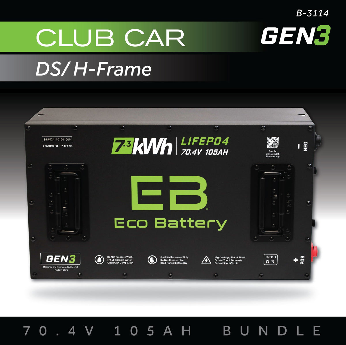 70V 105AH Battery Bundle / Club Car DS / H-Frame