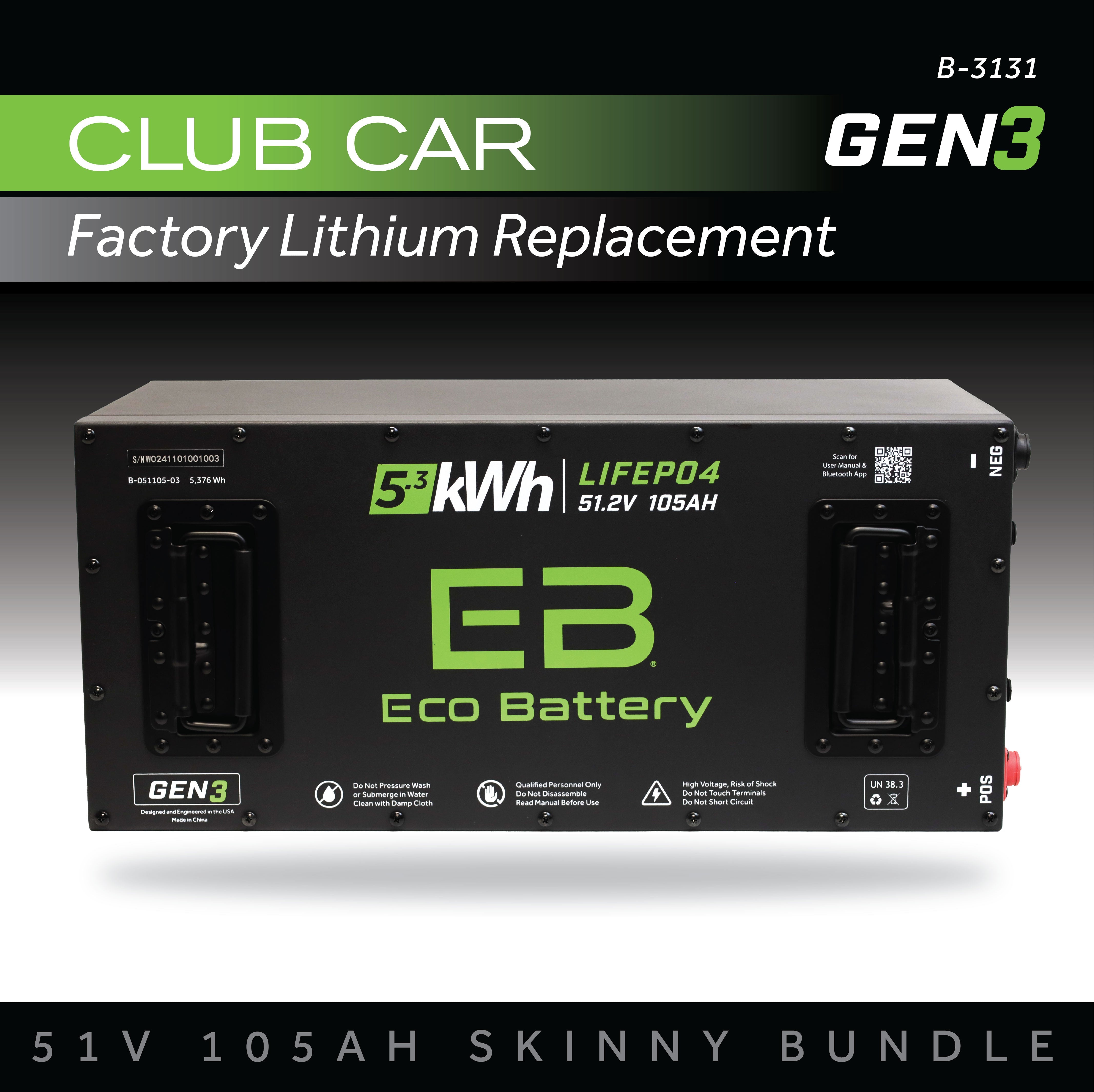 51V 105Ah Skinny Battery Bundle / Club Car Factory Lithium