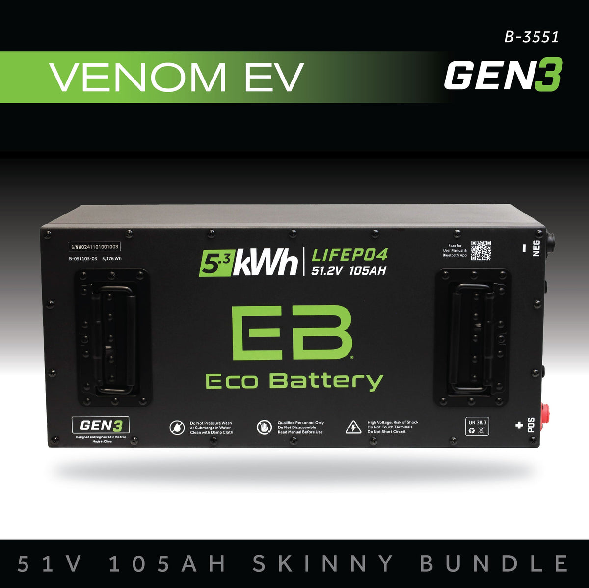 51V 105Ah Skinny Battery Bundle / Venom