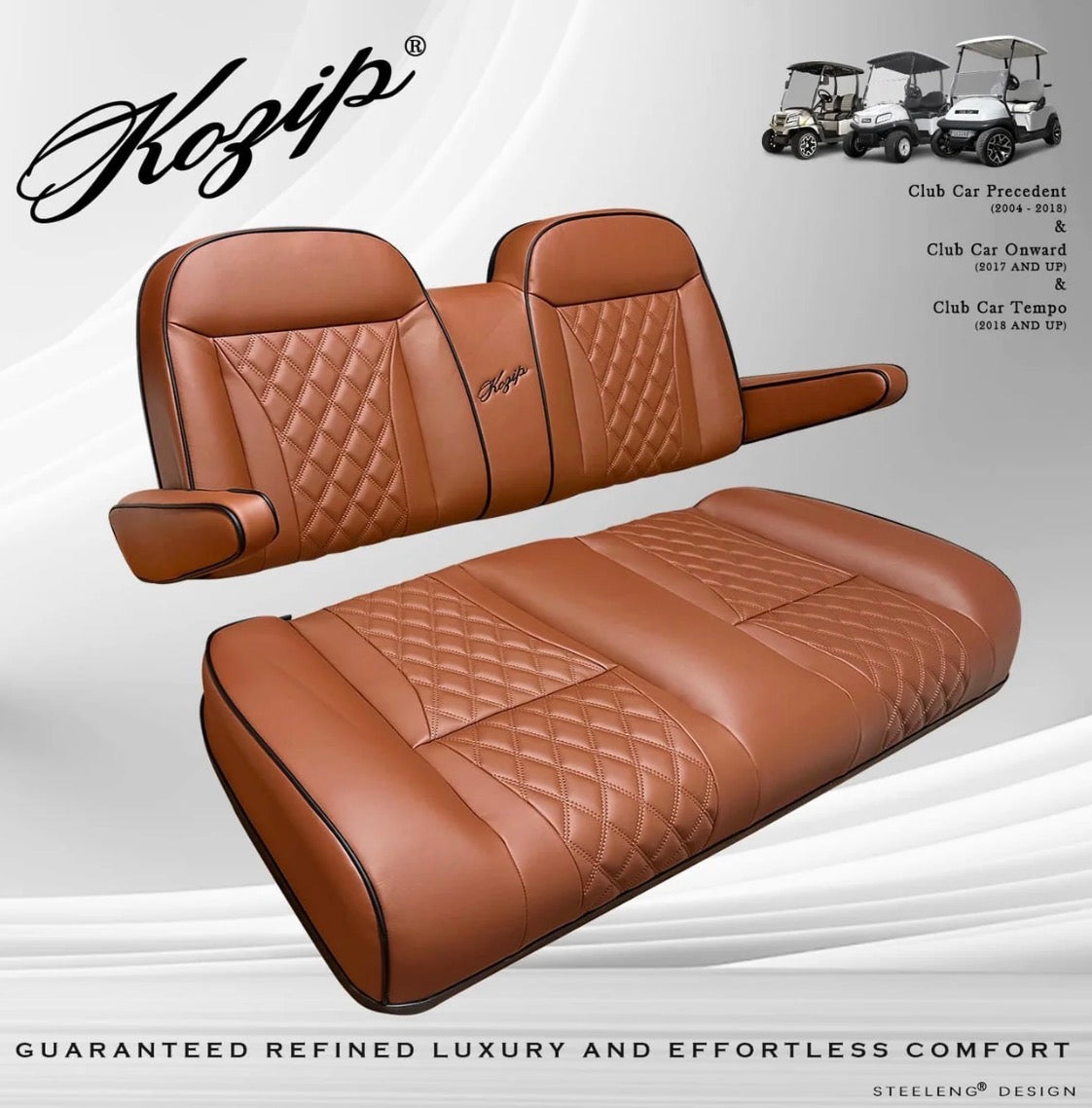 Kozip Aeris Front Seat Cushion Set – Club Car Precedent/Tempo/Onward, Brown/Black