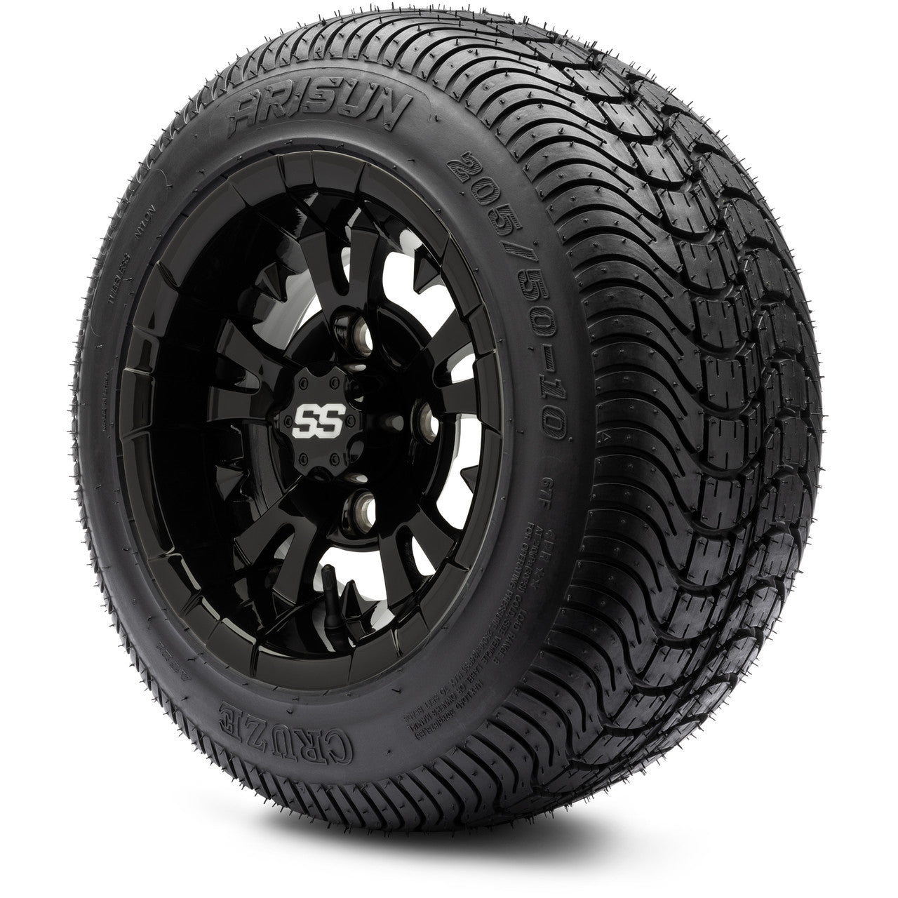 MODZ® 10" Vampire Glossy Black Wheels and Street Tires Combo