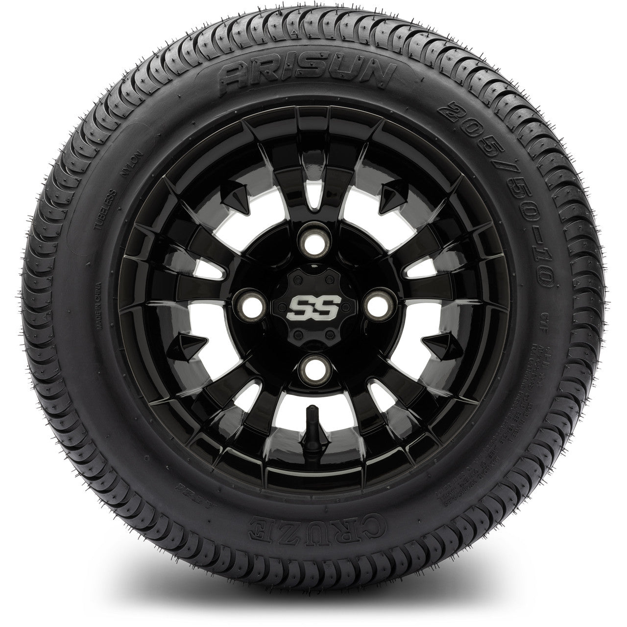 MODZ® 10" Vampire Glossy Black Wheels and Street Tires Combo