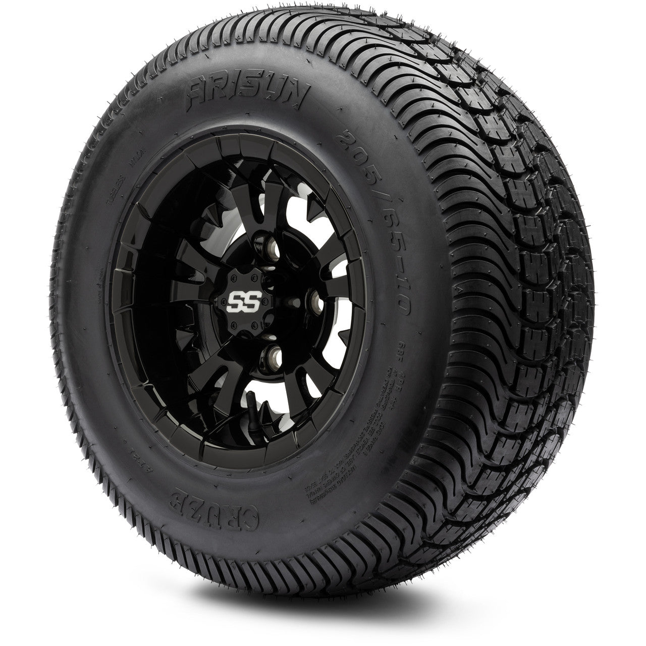 MODZ® 10" Vampire Glossy Black Wheels and Street Tires Combo