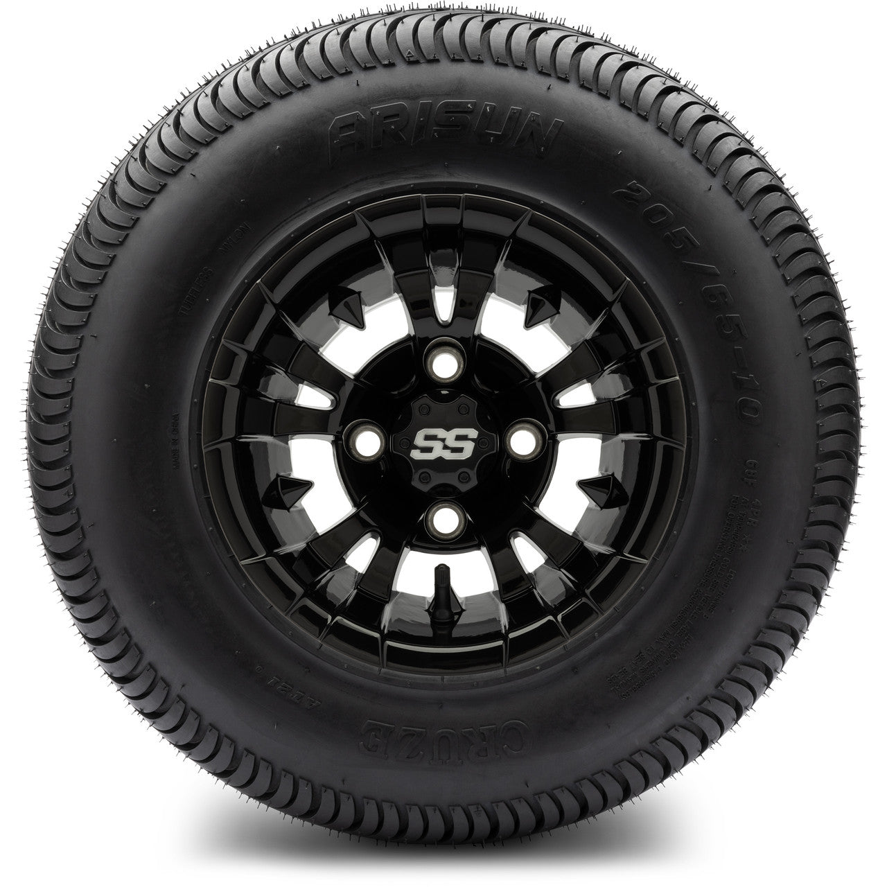 MODZ® 10" Vampire Glossy Black Wheels and Street Tires Combo