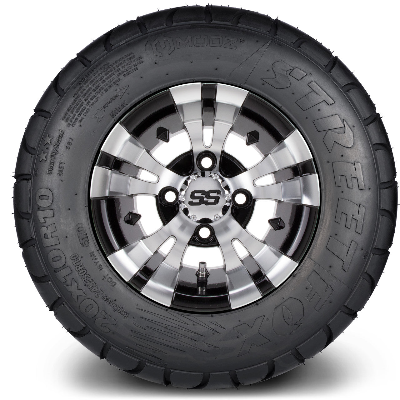 MODZ® 10" Vampire Machined Black Wheels with Lifted Tires Combo