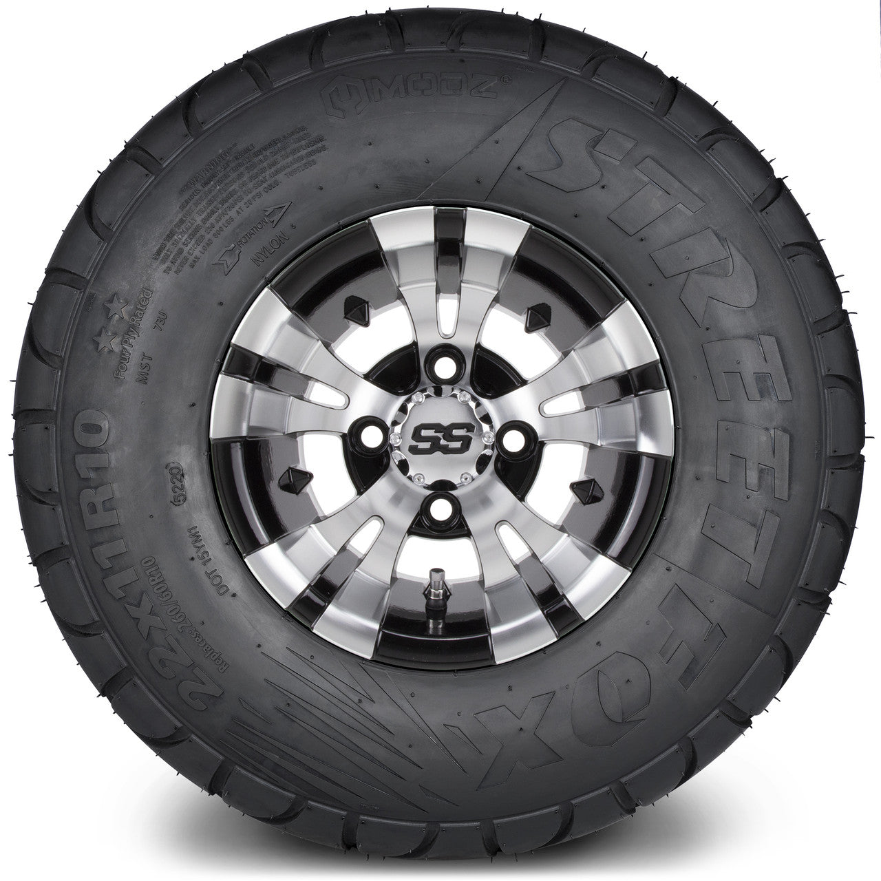 MODZ® 10" Vampire Machined Black Wheels with Lifted Tires Combo