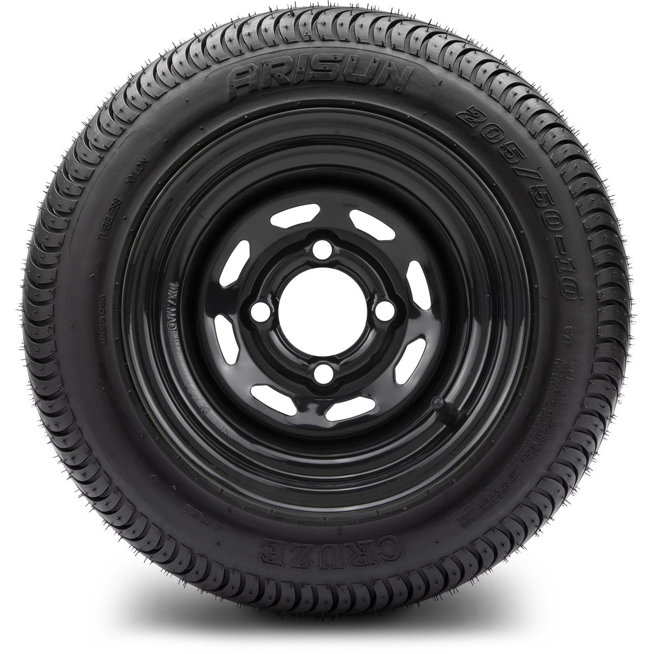 MODZ® 10" D-Window Glossy Black Steel Wheel and Street Tire Combo