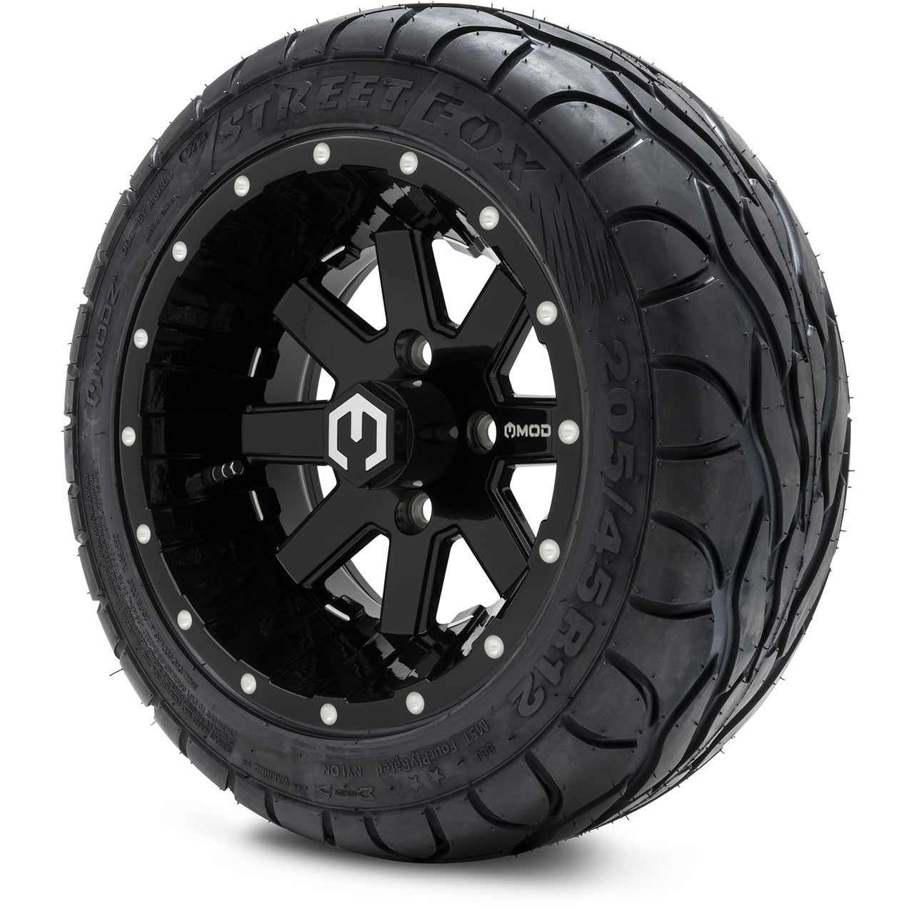 MODZ® 12" Assault Glossy Black with Ball Mill - LowPro Tires and Wheels Combo