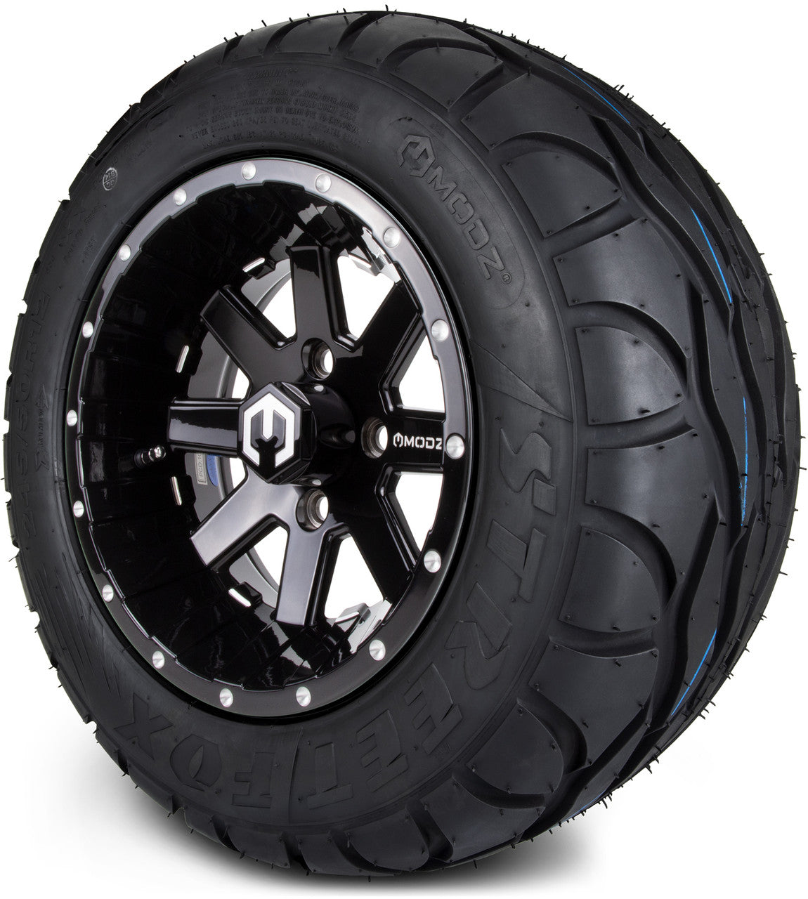 MODZ® 12" Assault Glossy Black with Ball Mill - LowPro Tires and Wheels Combo