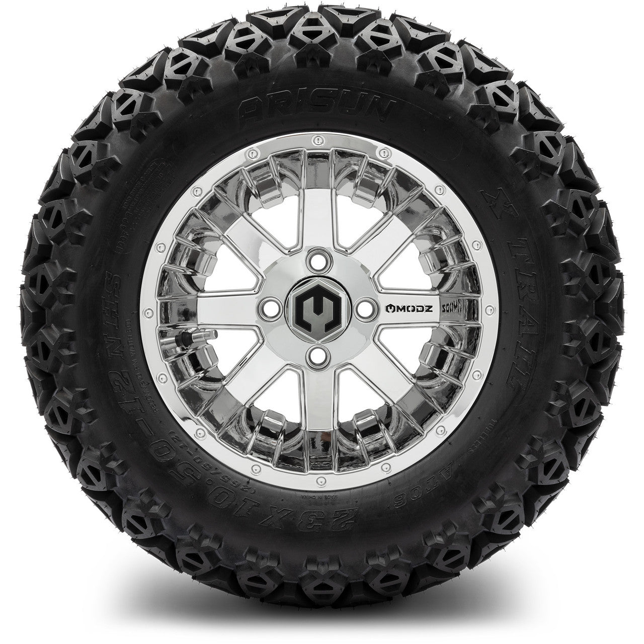 MODZ® 12" Assault Chrome - Lifted Tires and Wheels Combo