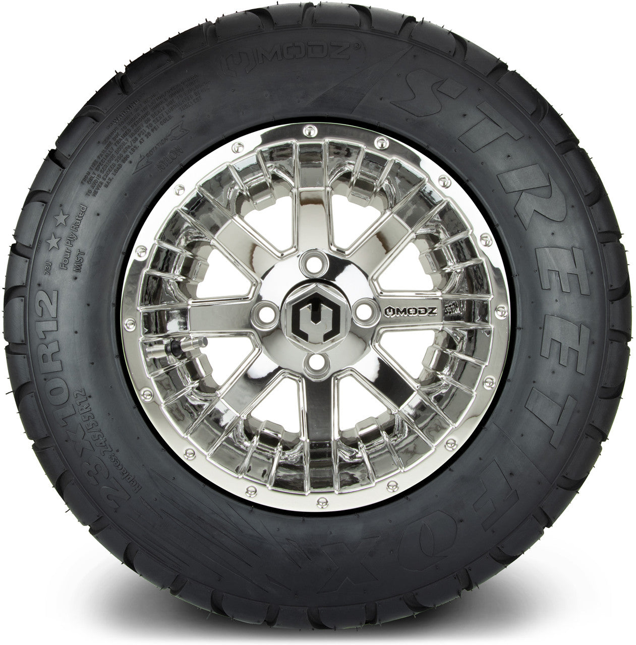 MODZ® 12" Assault Chrome - Lifted Tires and Wheels Combo