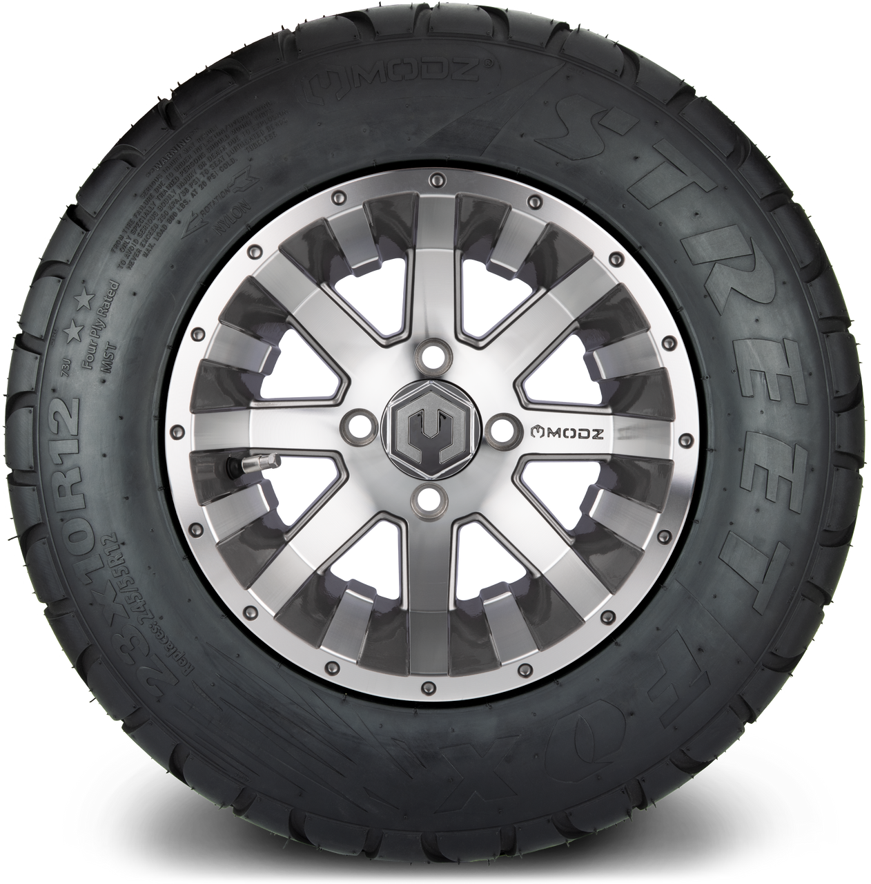 MODZ® 12" Assault Machined Gunmetal - Lifted Tires and Wheels Combo