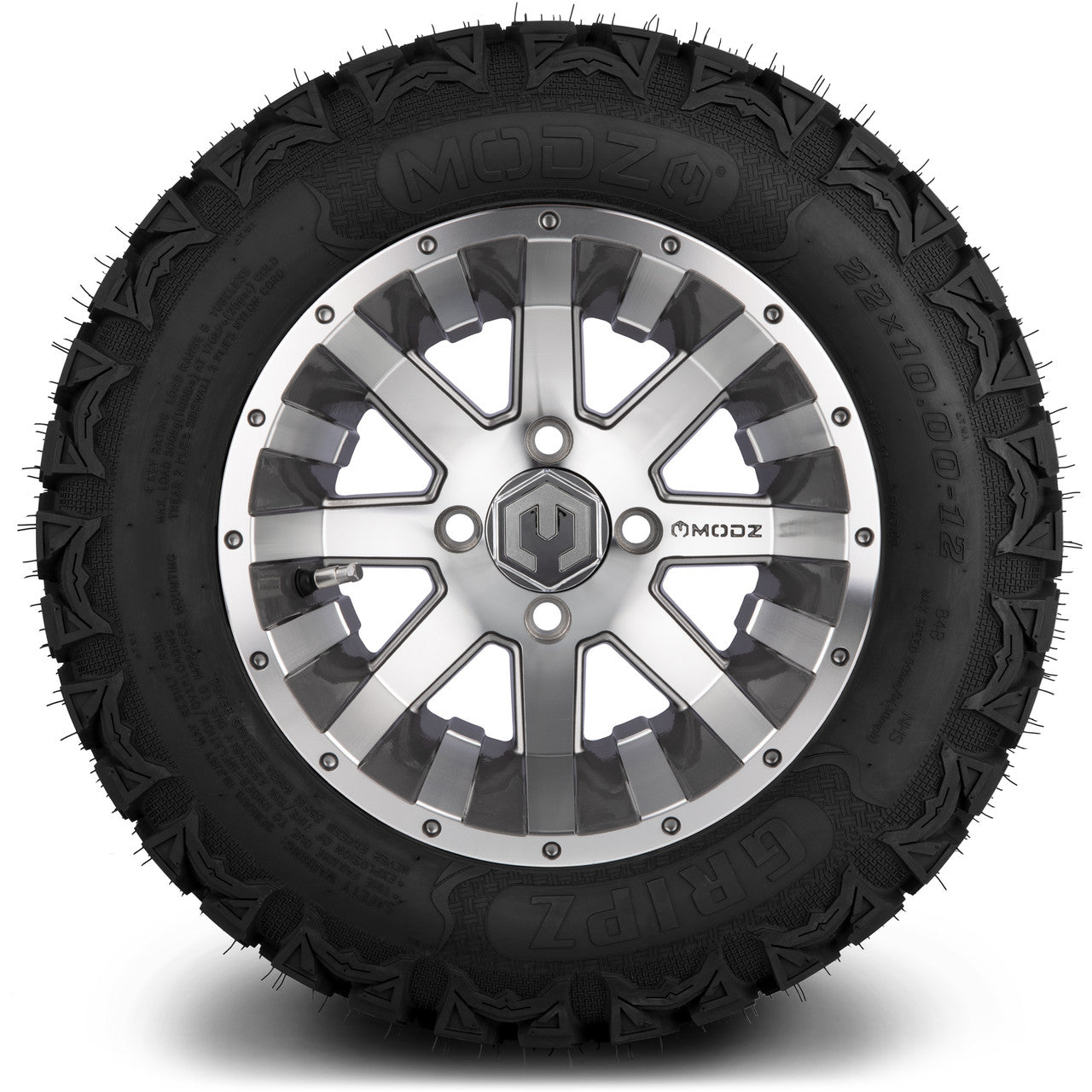 MODZ® 12" Assault Machined Gunmetal - Lifted Tires and Wheels Combo