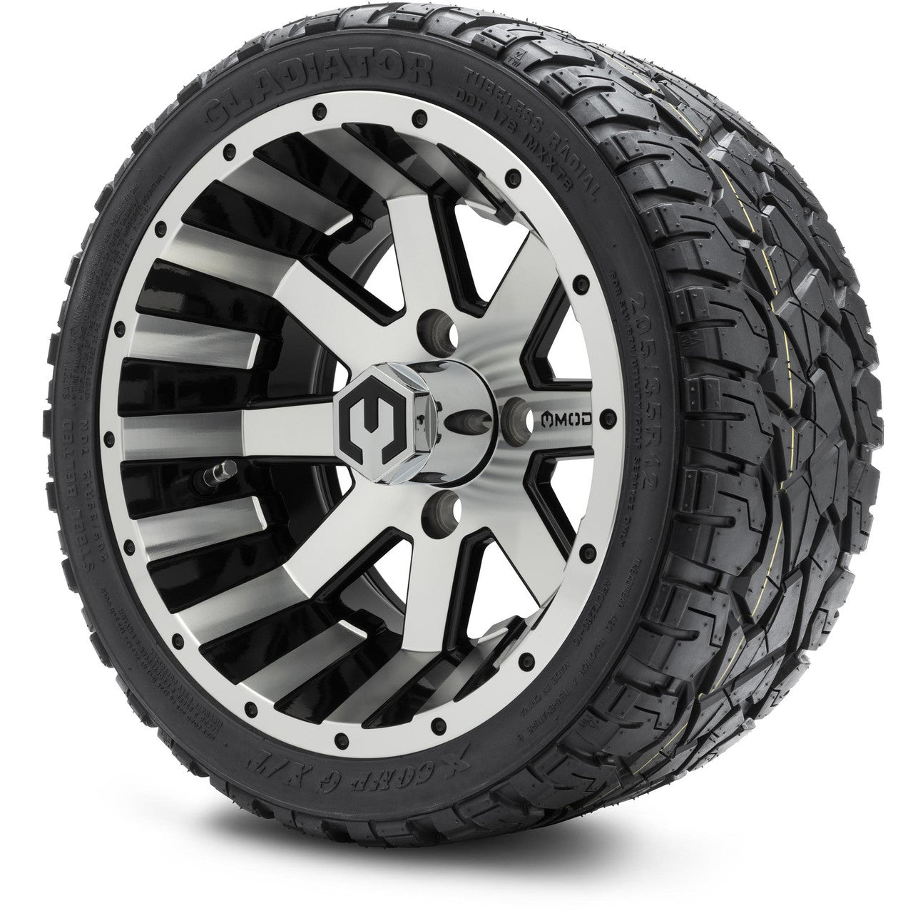 MODZ® 12" Assault Machined Black - LowPro Tires and Wheels Combo