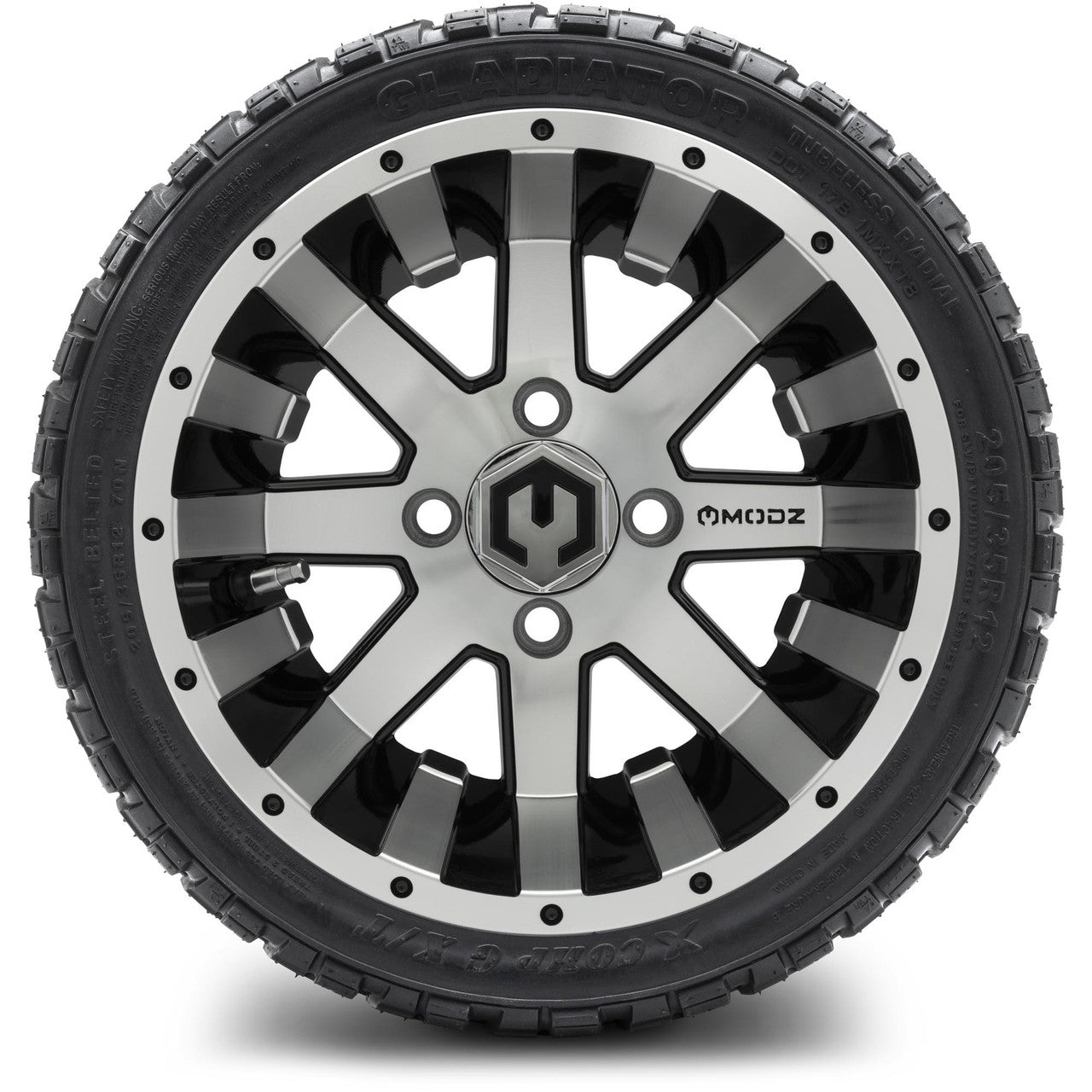 MODZ® 12" Assault Machined Black - LowPro Tires and Wheels Combo