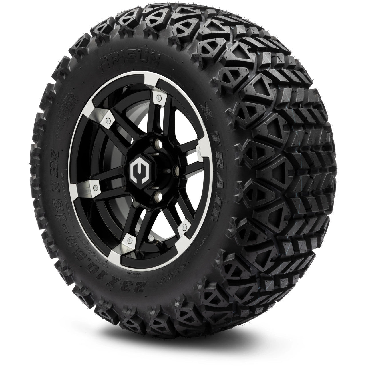 MODZ® 12" Aftershock Machined Black - Lifted Tires and Wheels Combo