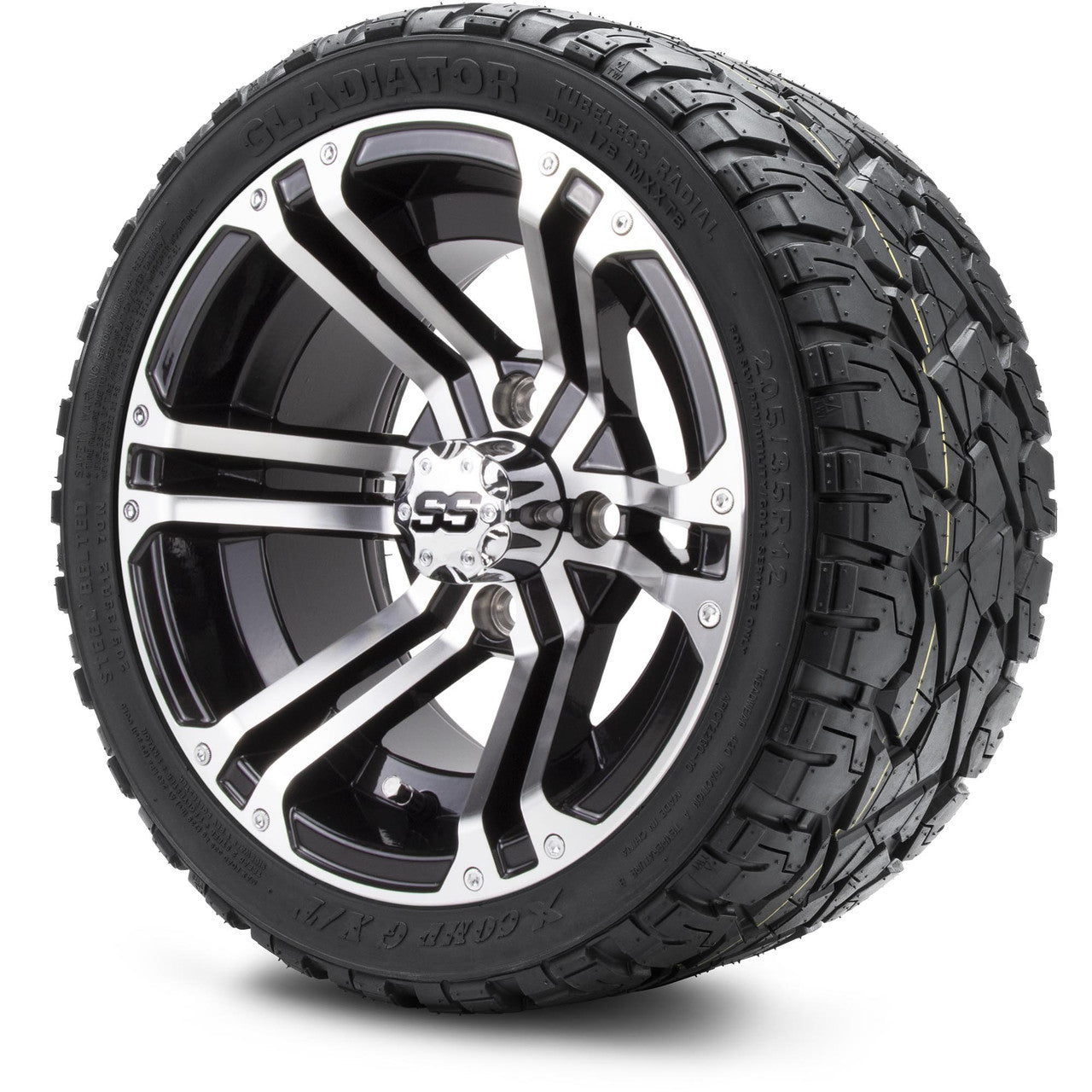 MODZ® 12" Enforcer Machined Black - LowPro Tires and Wheels Combo