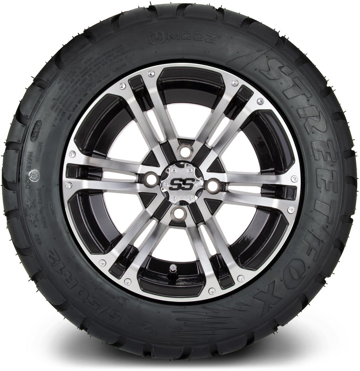 MODZ® 12" Enforcer Machined Black - LowPro Tires and Wheels Combo
