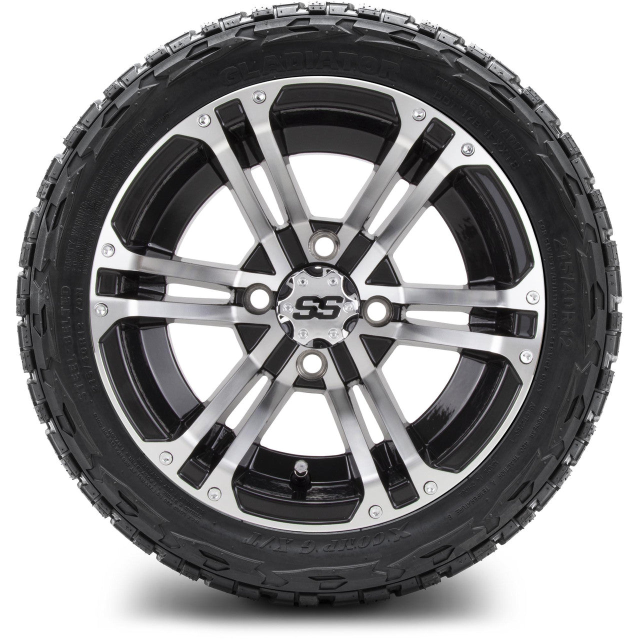 MODZ® 12" Enforcer Machined Black - LowPro Tires and Wheels Combo