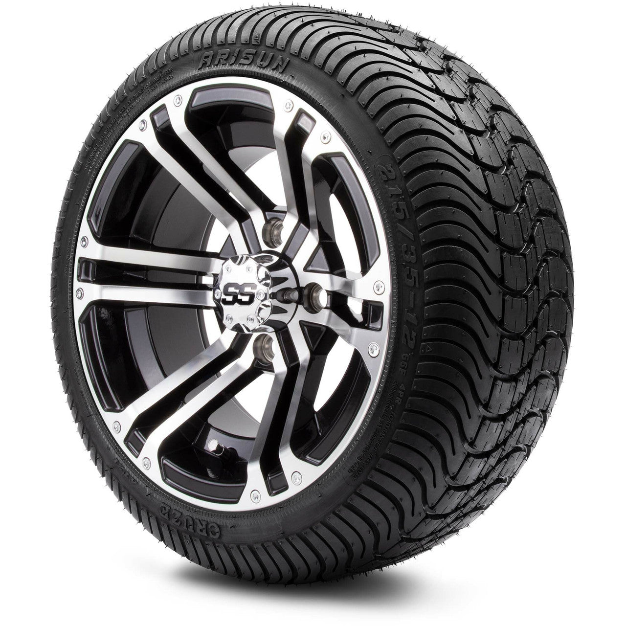 MODZ® 12" Enforcer Machined Black - LowPro Tires and Wheels Combo