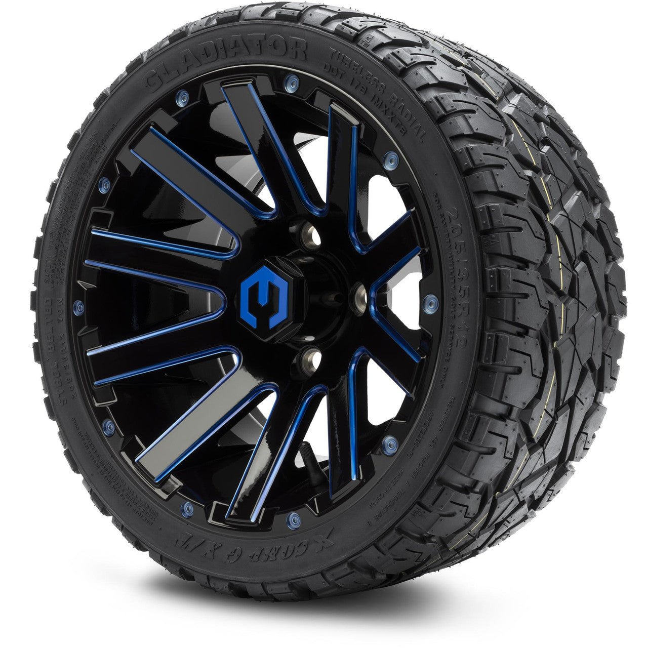 MODZ® 12" Mauler Blue and Black Ball Mill - LowPro Tires and Wheels Combo