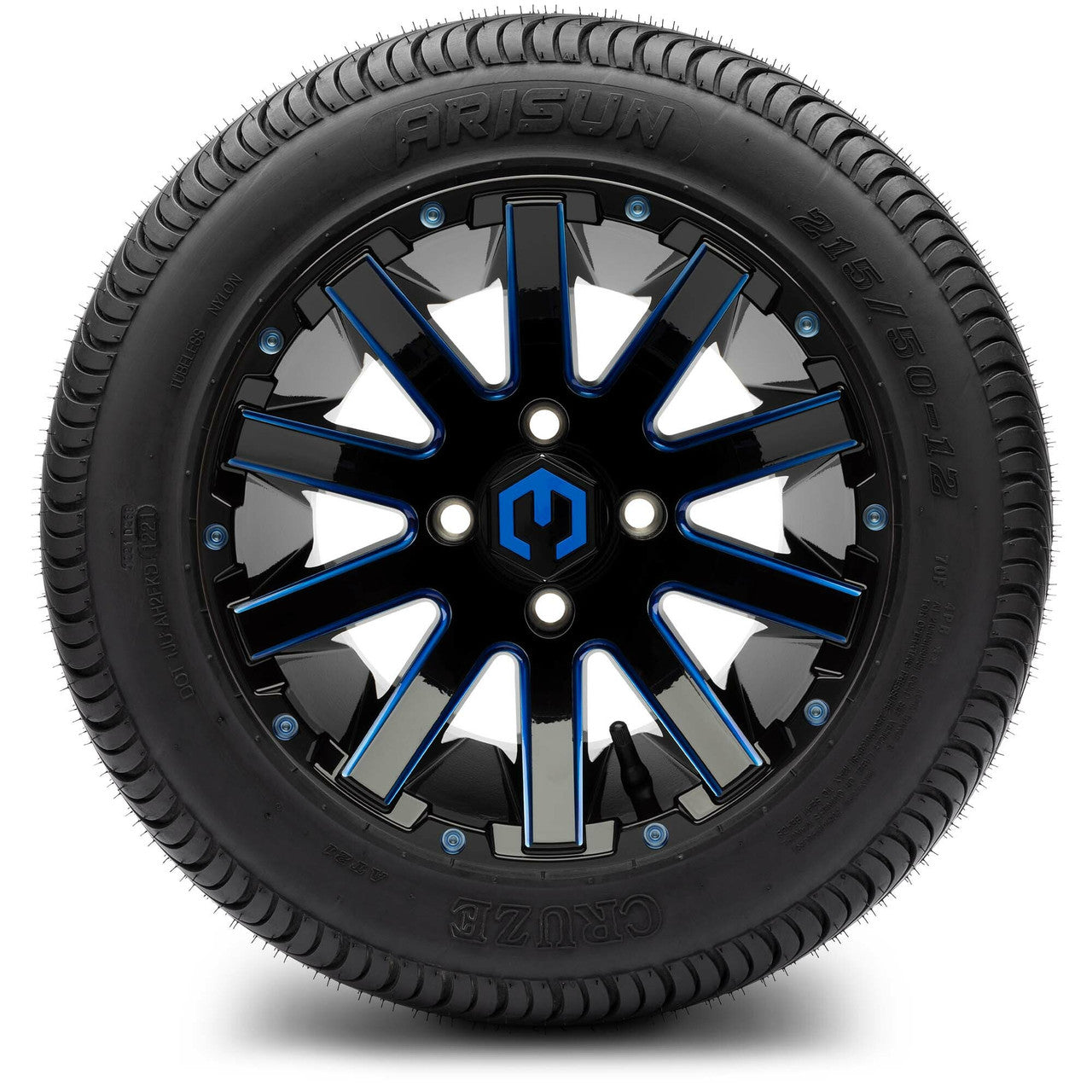 MODZ® 12" Mauler Blue and Black Ball Mill - LowPro Tires and Wheels Combo