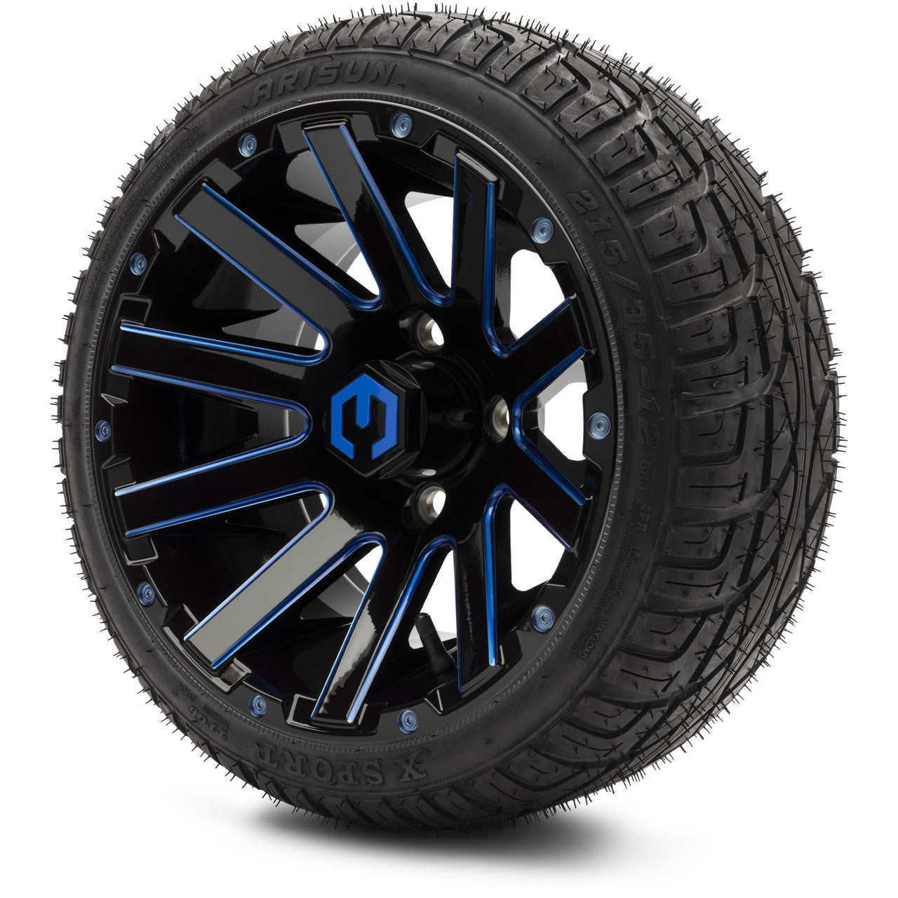 MODZ® 12" Mauler Blue and Black Ball Mill - LowPro Tires and Wheels Combo