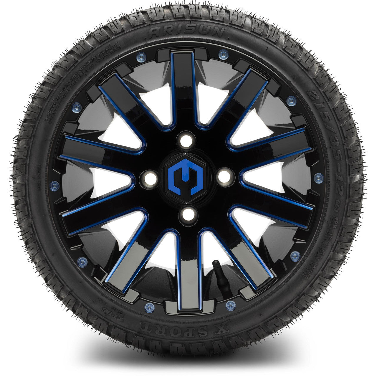 MODZ® 12" Mauler Blue and Black Ball Mill - LowPro Tires and Wheels Combo