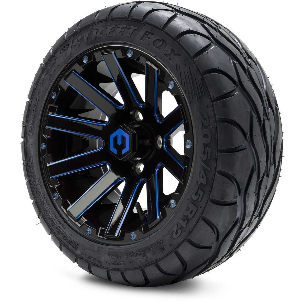 MODZ® 12" Mauler Blue and Black Ball Mill - LowPro Tires and Wheels Combo