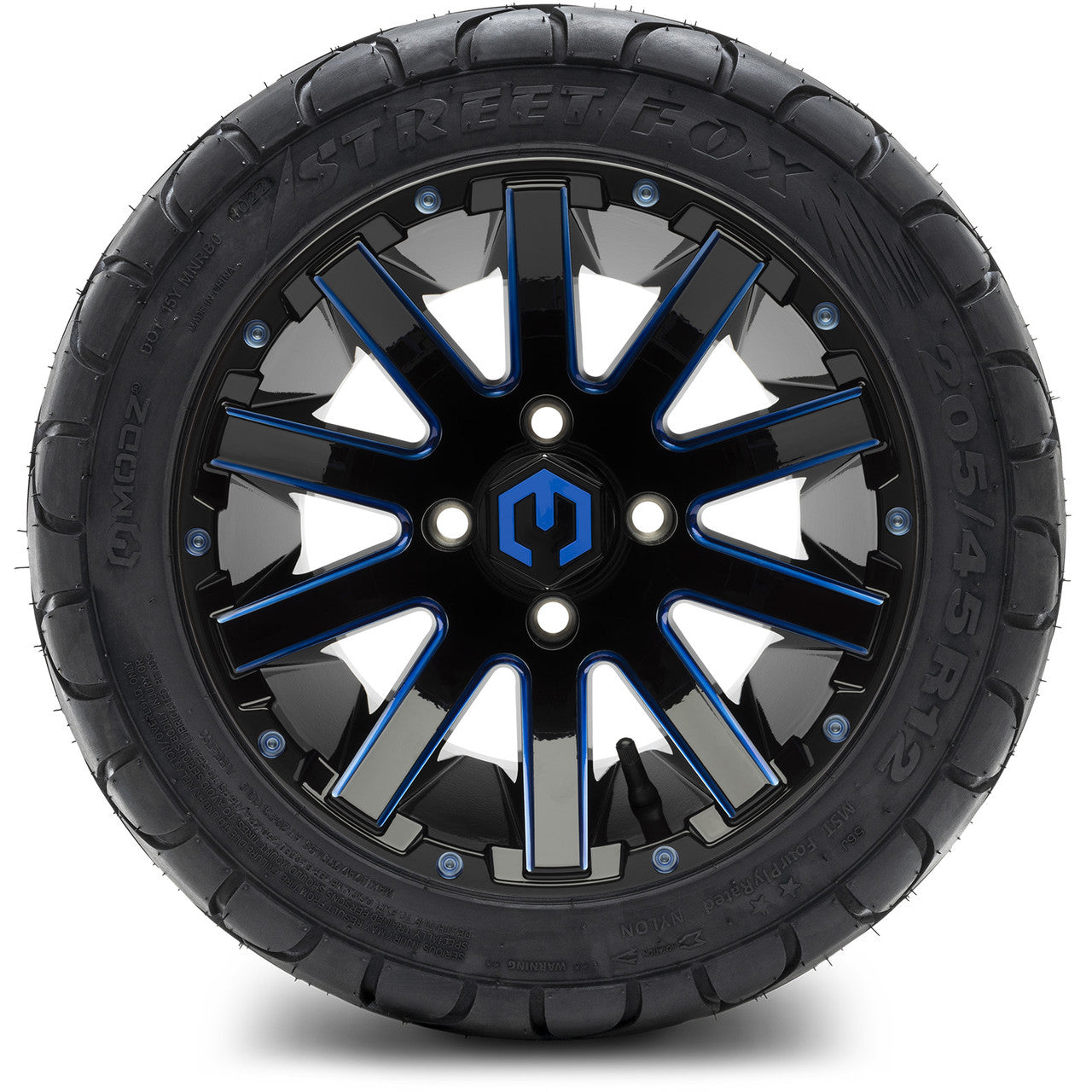 MODZ® 12" Mauler Blue and Black Ball Mill - LowPro Tires and Wheels Combo