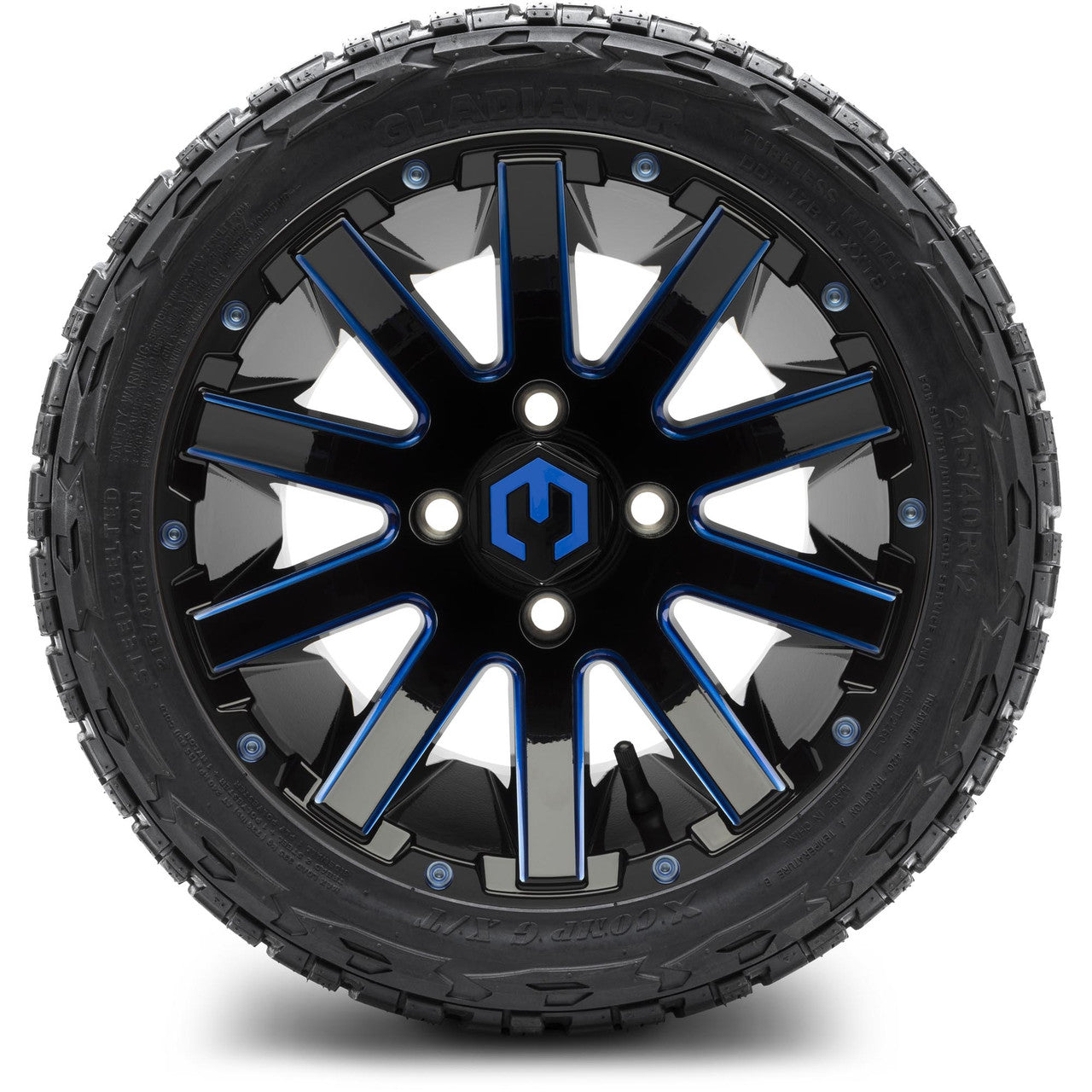 MODZ® 12" Mauler Blue and Black Ball Mill - LowPro Tires and Wheels Combo