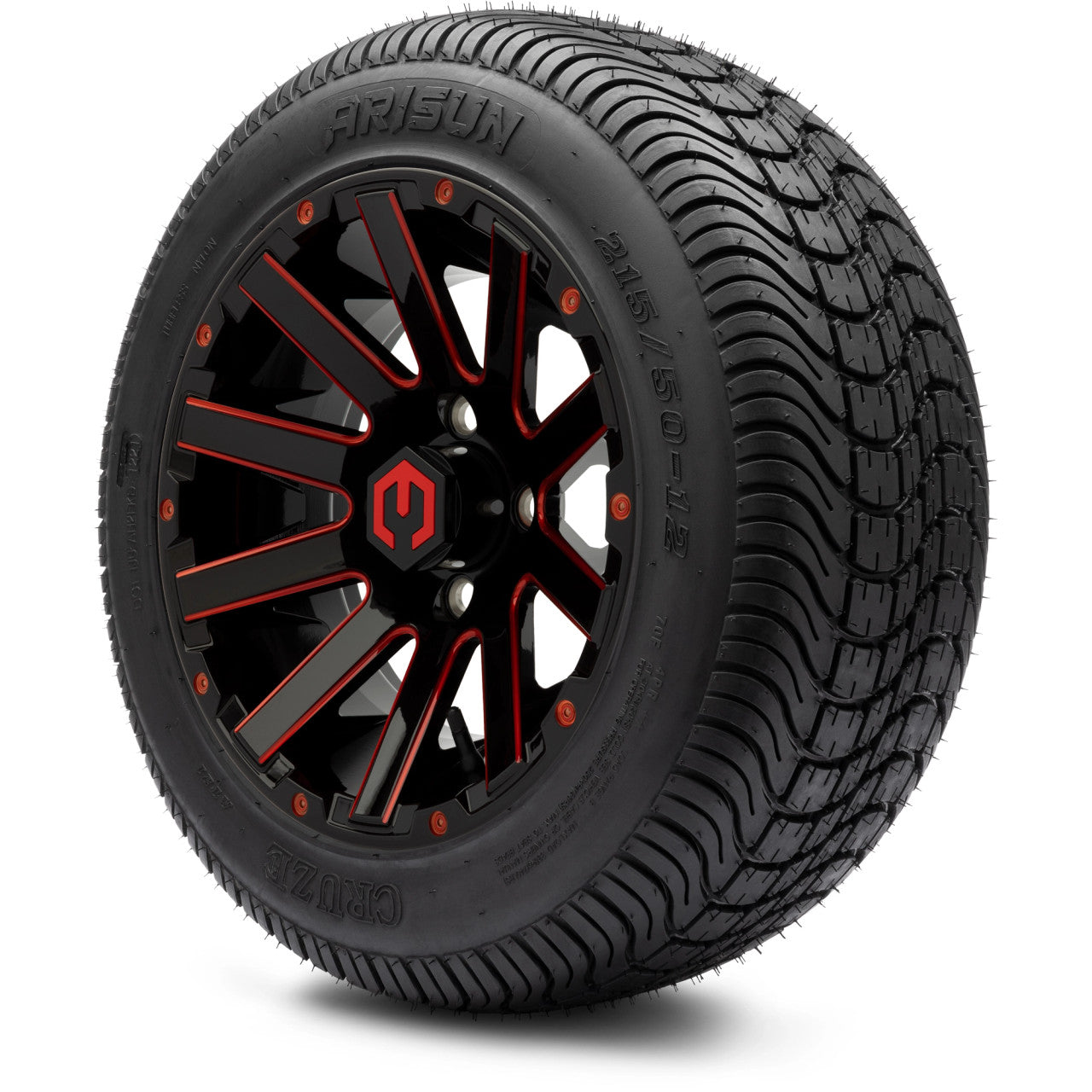 MODZ® 12" Mauler Red and Black Ball Mill - LowPro Tires and Wheels Combo