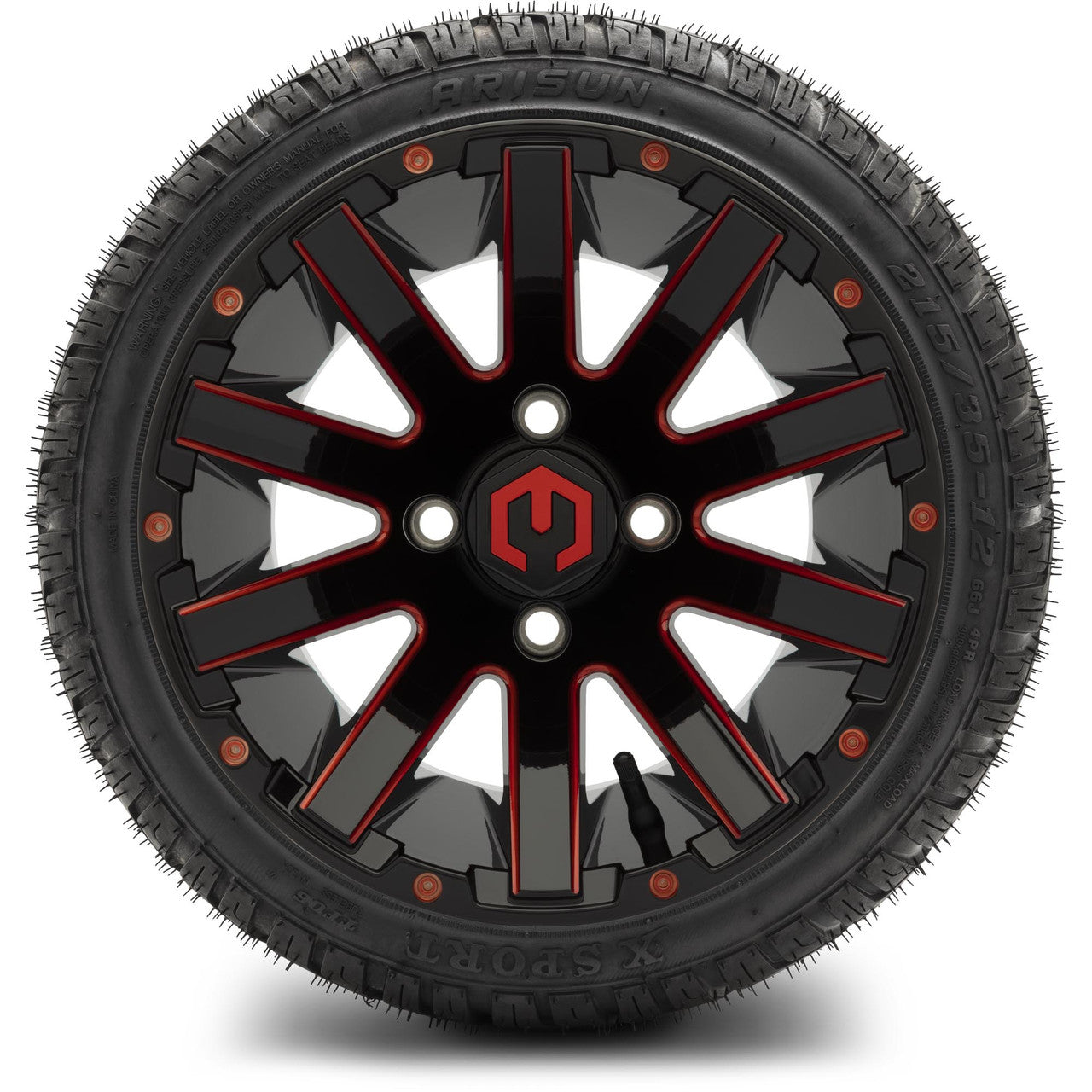 MODZ® 12" Mauler Red and Black Ball Mill - LowPro Tires and Wheels Combo