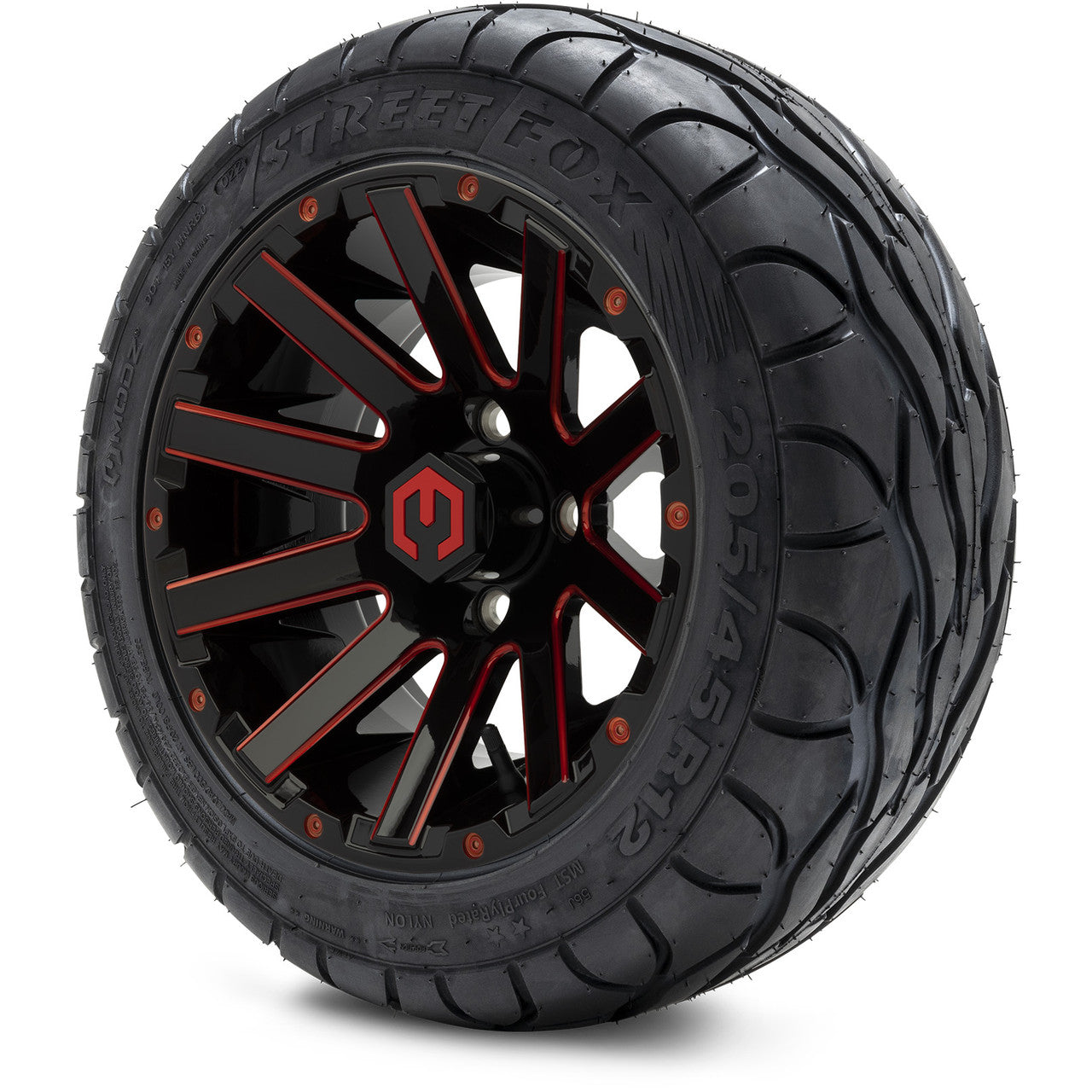 MODZ® 12" Mauler Red and Black Ball Mill - LowPro Tires and Wheels Combo