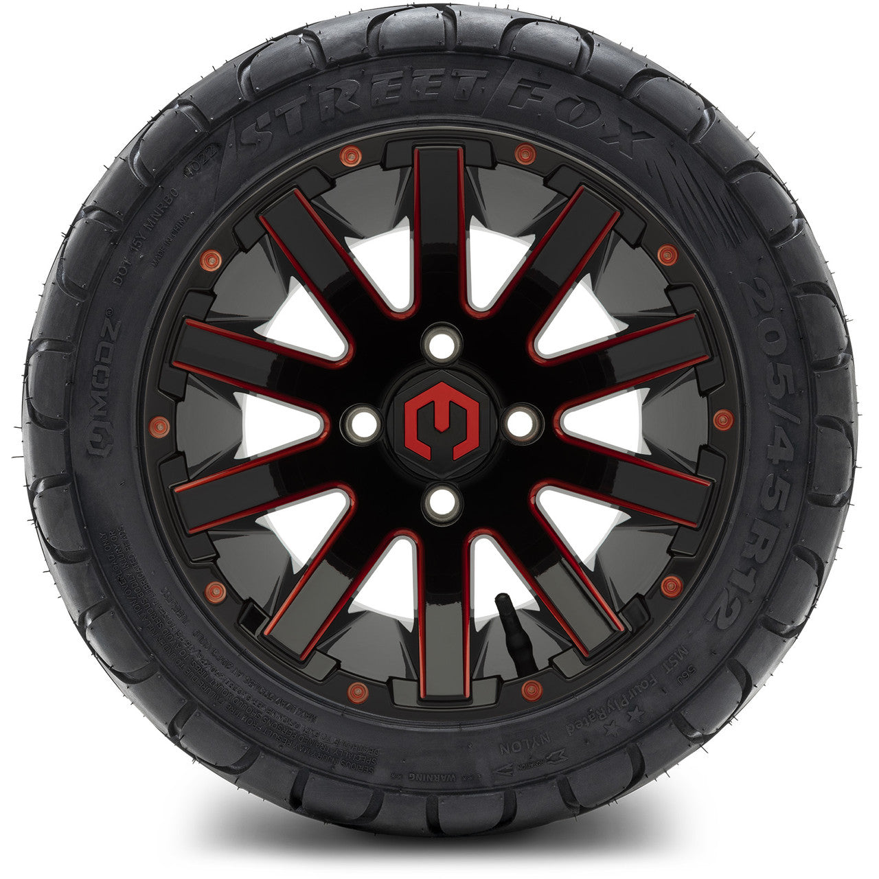 MODZ® 12" Mauler Red and Black Ball Mill - LowPro Tires and Wheels Combo