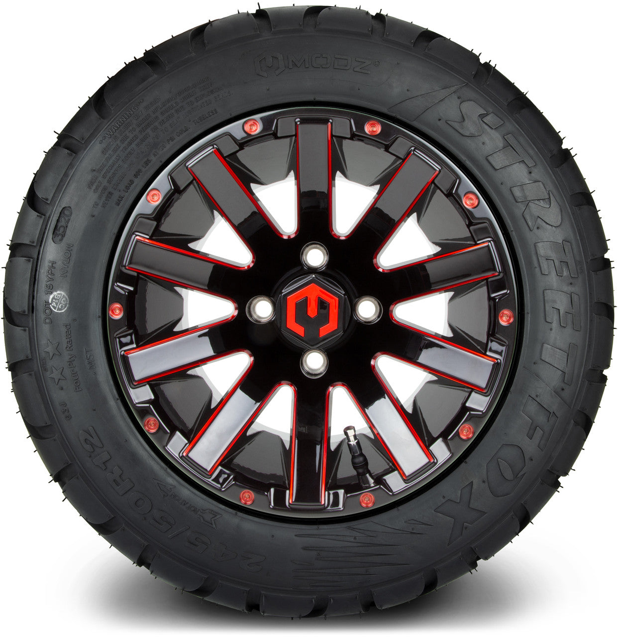 MODZ® 12" Mauler Red and Black Ball Mill - LowPro Tires and Wheels Combo