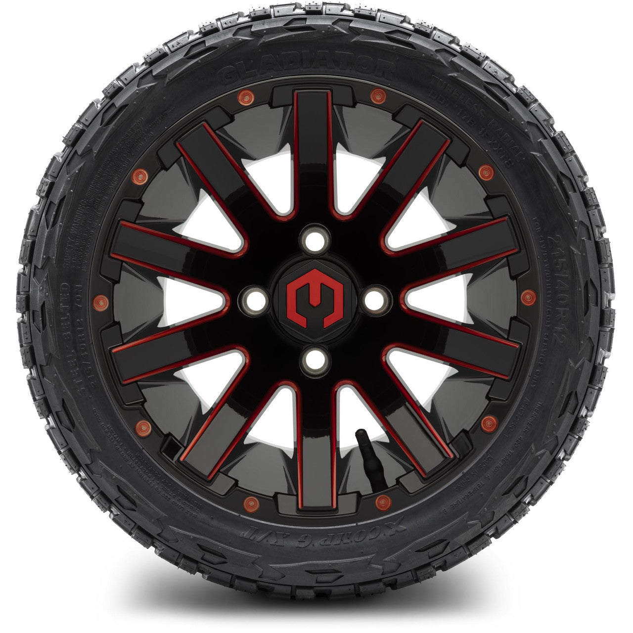MODZ® 12" Mauler Red and Black Ball Mill - LowPro Tires and Wheels Combo