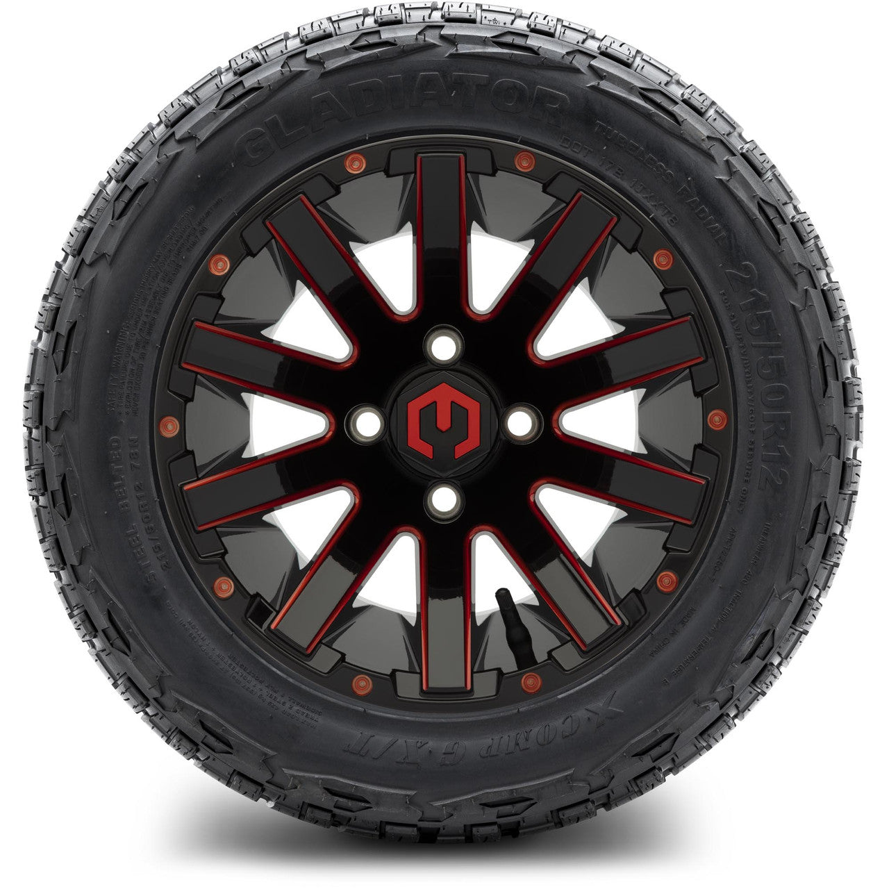 MODZ® 12" Mauler Red and Black Ball Mill - Lifted Tires and Wheels Combo