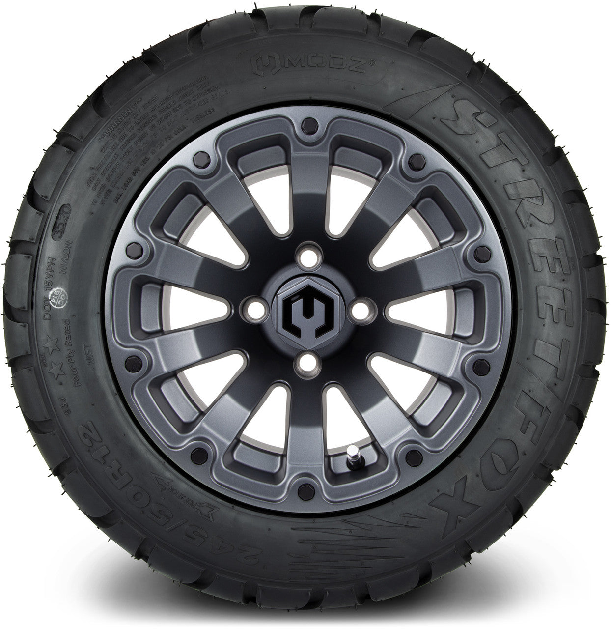 MODZ® 12" Bomber Matte Gunmetal - LowPro Tires and Wheels Combo