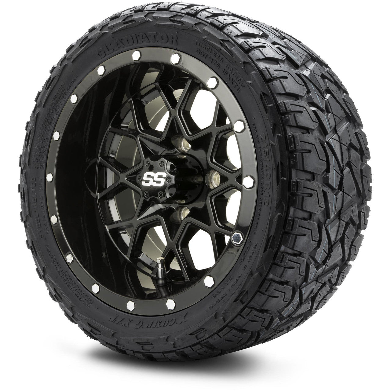 MODZ® 12" Vortex Glossy Black - LowPro Tires and Wheels Combo